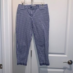 Blue checkered trousers with navy ankle design by Talbots